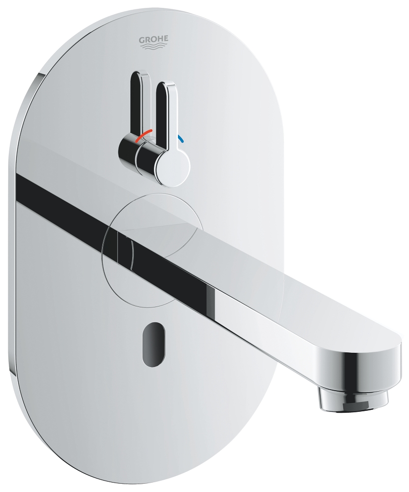 mezclador electrónico de lavabo por infrarrojos con dispositivo de mezcla y limitador de temperatura ajustable