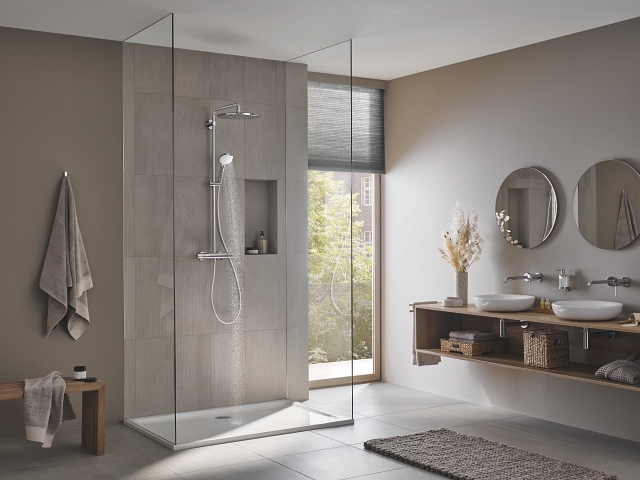 sistema de ducha con termostato - ducha de techo de 310 mm - chorro purerain
