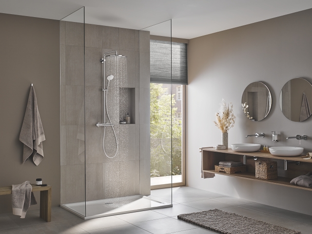 sistema de ducha con termostato - ducha de techo de 310 mm - chorro purerain