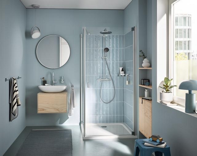 sistema de ducha con termostato - soporte superior ajustable