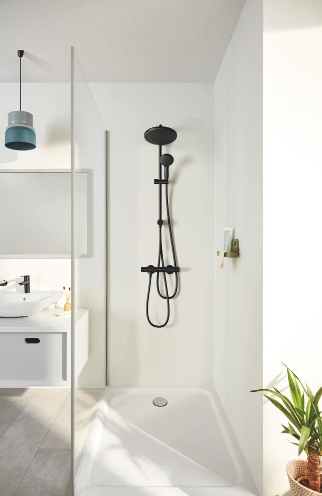 sistema de ducha con desviador - distancia entre desviador y soporte superior 620 mm