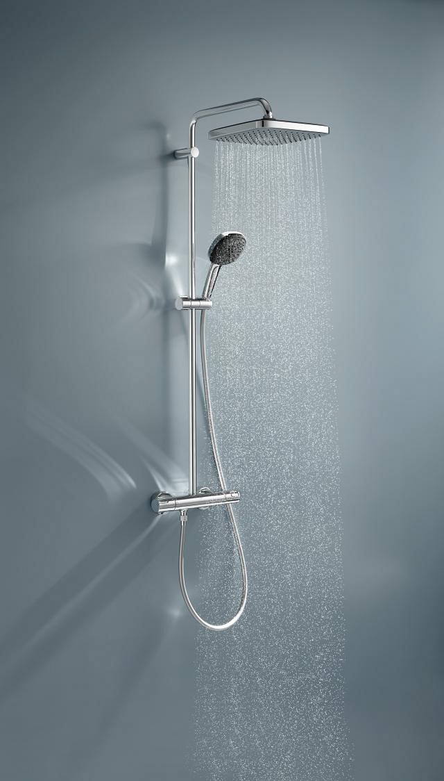 sistema de ducha con termostato - soporte superior ajustable