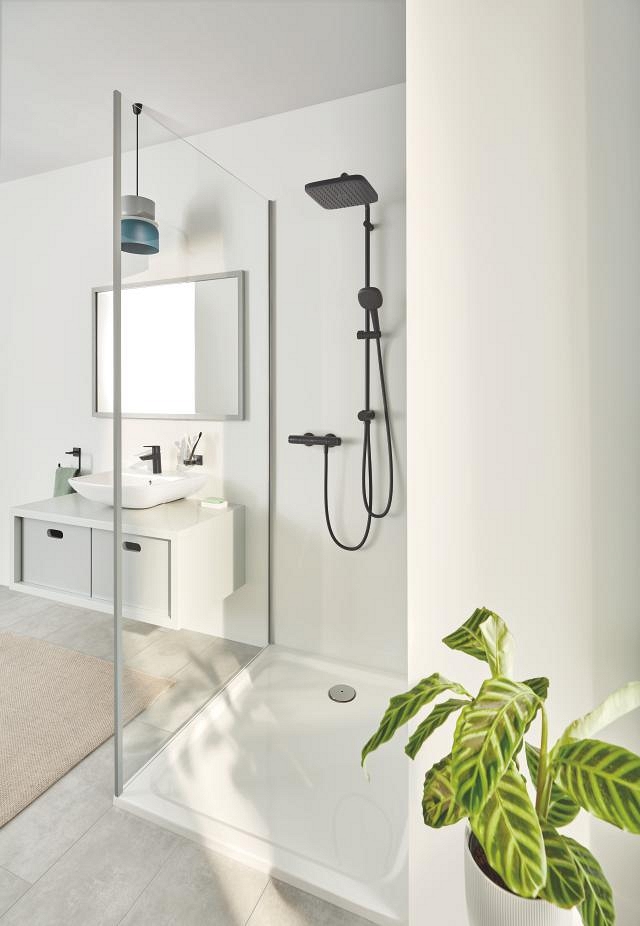 sistema de ducha con desviador - distancia entre desviador y soporte superior 620 mm