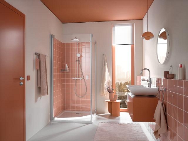 sistema de ducha con termostato - ducha de techo 210 mm - ducha de mano 1 chorro